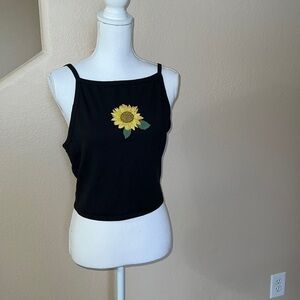 Truly Madly a deeply high neck sunflower tank top